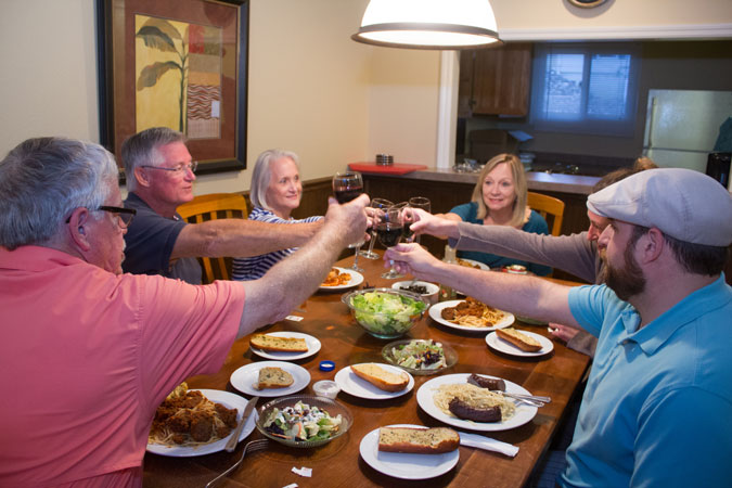 family dining room with friends